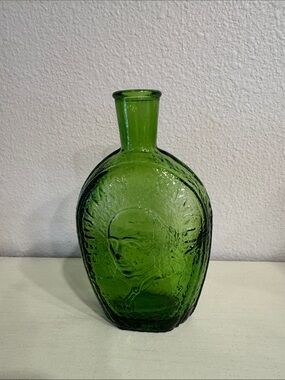 Vintage Green Benjamin Franklin Glass House 1888 Wheaton Bottle